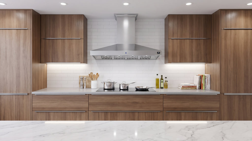 Forno Orvieto 60" Wall Mount Range Hood, LED Lighting, Heavy Duty, Stainless Steel