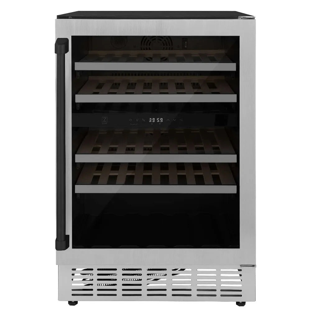 ZLINE Autograph Edition 24 inch dual zone wine cooler with matte black accents